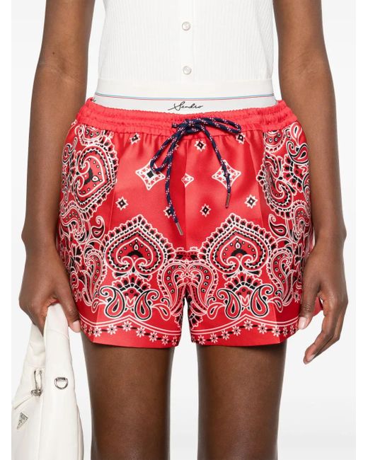 Sandro Shorts Met Bandanaprint in het Red