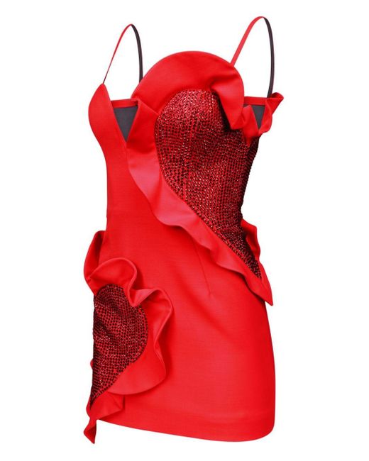 Vestido corto Heart con aplique de cristal Area de color Red