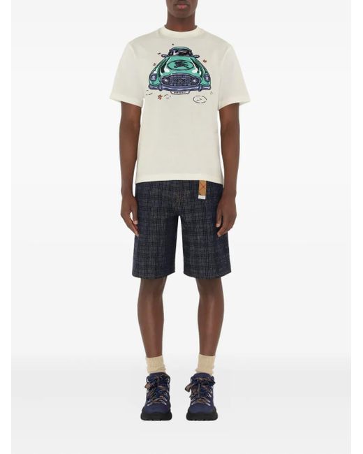 Burberry Blue Check Denim Shorts for men