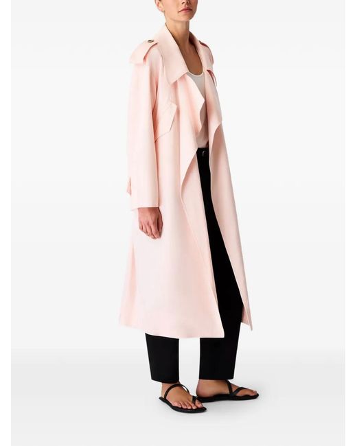Another Tomorrow Pink Belted Trench Coat