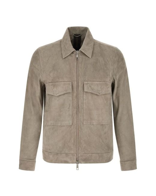 Giorgio Brato Gray Pointed-Collar Suede Jacket for men