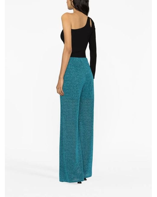 Amen Blue Lurex Wide-Leg Trousers