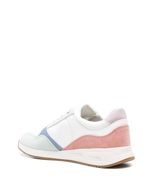 Geox White Bulmya Zip-Detail Panelled Sneakers