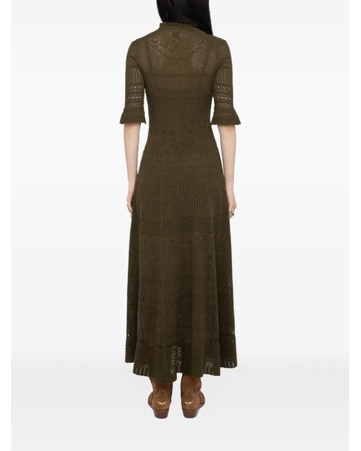 Zadig & Voltaire Green Lace-Details Maxi Dress