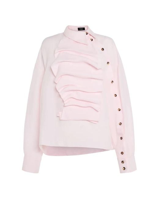 A.W.A.K.E. MODE Pink Button-Embellishment Blouse