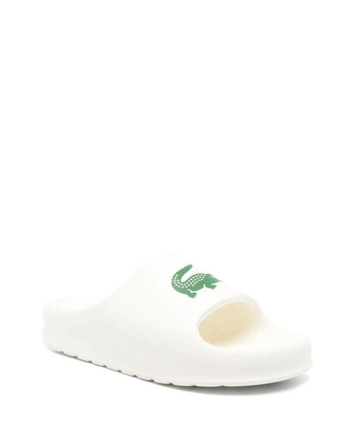 Lacoste White Logo-Print Slides for men