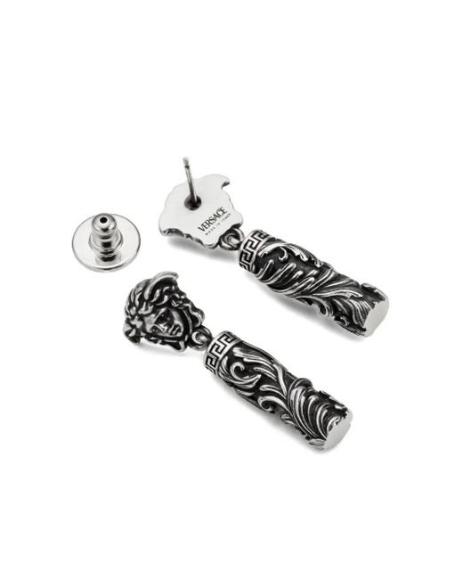 Versace White Medusa-Head Column Earrings for men