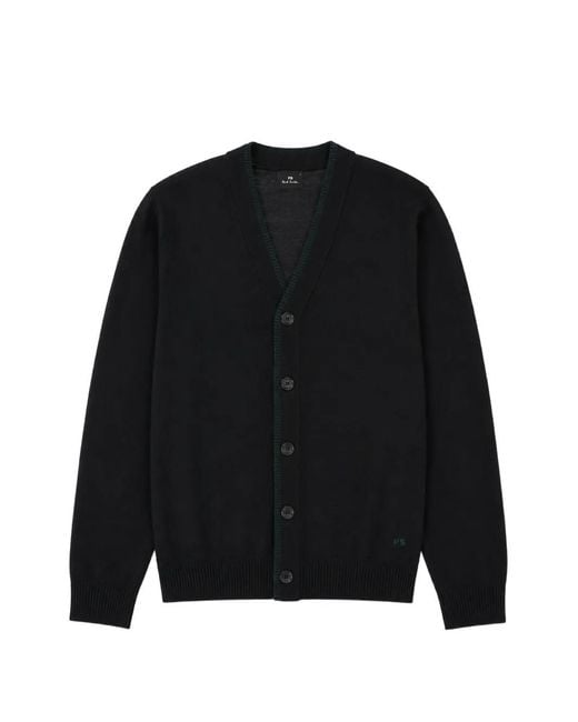 Paul Smith Black Merino Wool Cardigan for men