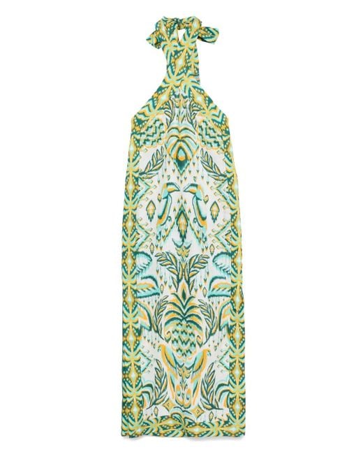Farm Rio Green Tropical Tapestry Maxi Dress
