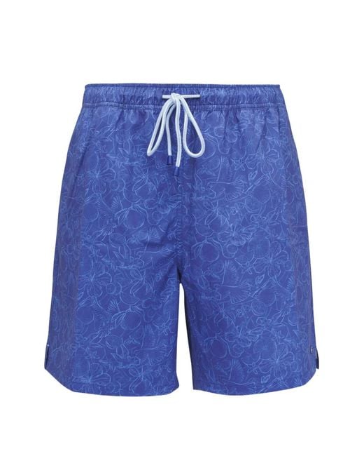 Peter Millar Blue Floral-Print Swim Shorts for men