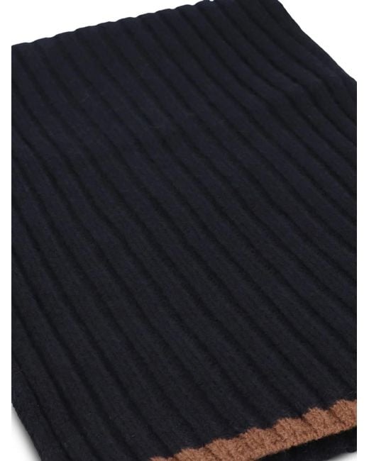 Moorer Black Ribbed-Knit Rectangular Scarf for men