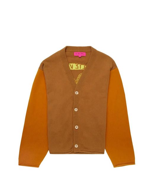 The Elder Statesman Brown Love And Aliens Jacquard Cashmere Cardigan for men