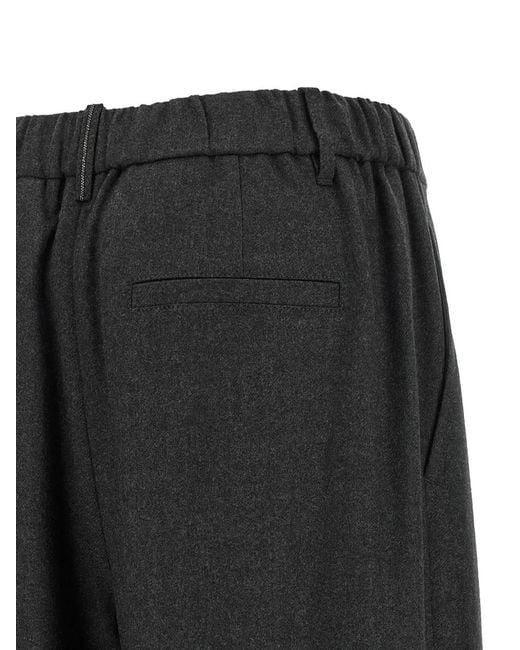 Brunello Cucinelli Black Monile Double-Pleat Trousers
