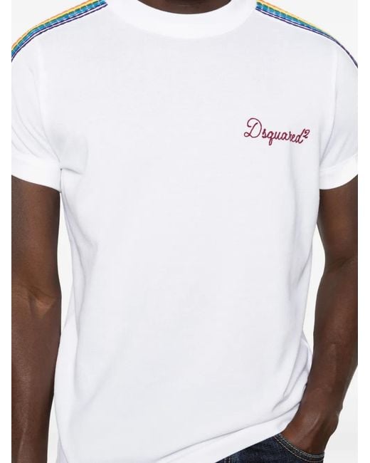 DSquared² White Striped T-Shirt for men