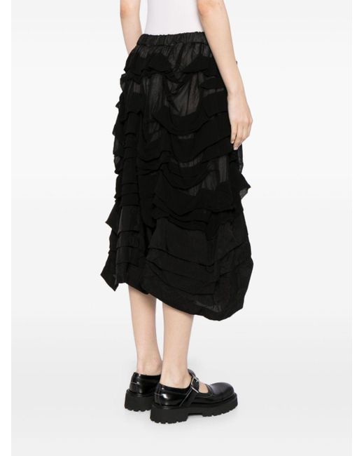 Comme des Garçons Black Ruffled Midi Skirt