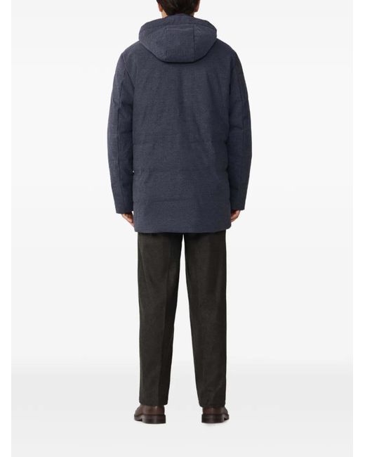 Hackett Blue Herringbone Hooded Parka for men