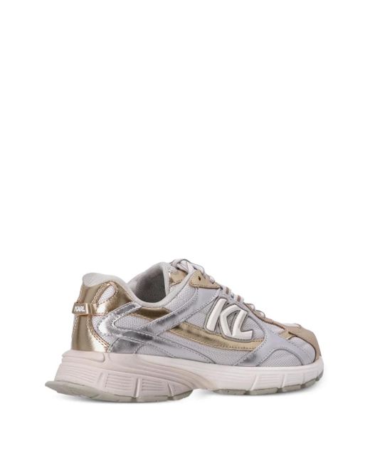 Karl Lagerfeld White Orion Metallic-Effect Panelled Low-Top Sneakers