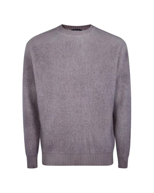 Avant Toi Gray Fine-Knit Crew-Neck Sweater for men