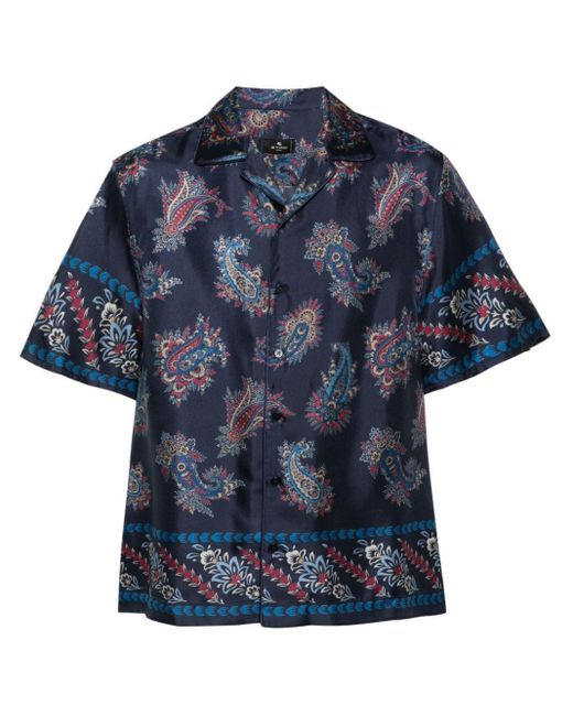 Etro Hemd aus Seide mit Paisley-Print in Blue für Herren