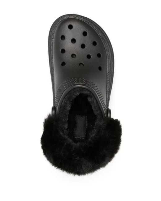 CROCSTM Black Faux-Fur Platform Clogs