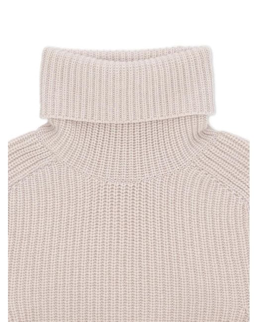 Fortela White Laura Rib Stitch Turtleneck Sweater