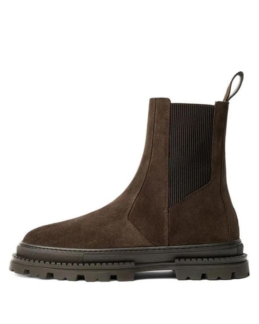 Manière De Voir Brown Bordeaux Suede Chelsea Boots for men