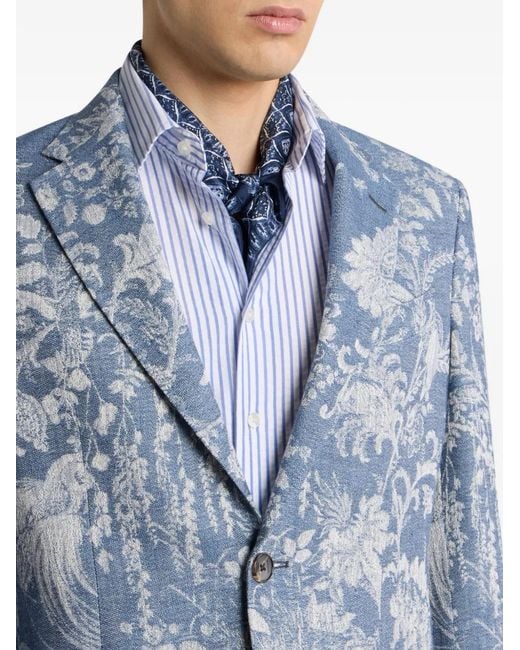 Etro Blue Cotton Viscose Roma Sport Jacket for men