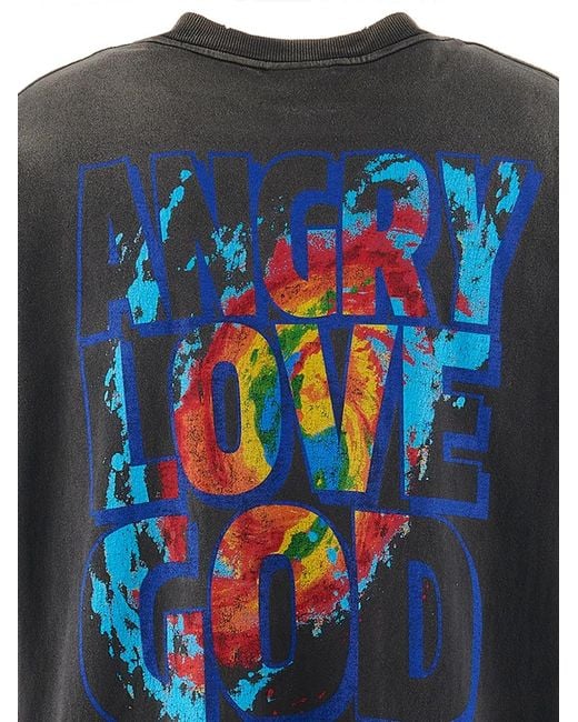 SAINT Mxxxxxx Blue X Cactus Plant Flea Market Abstract-Print T-Shirt for men