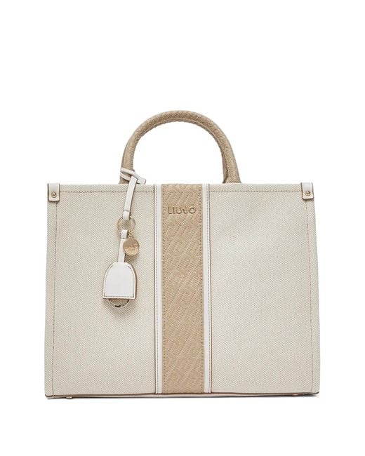 Liu Jo White Medium Jacquard Charm Tote Bag