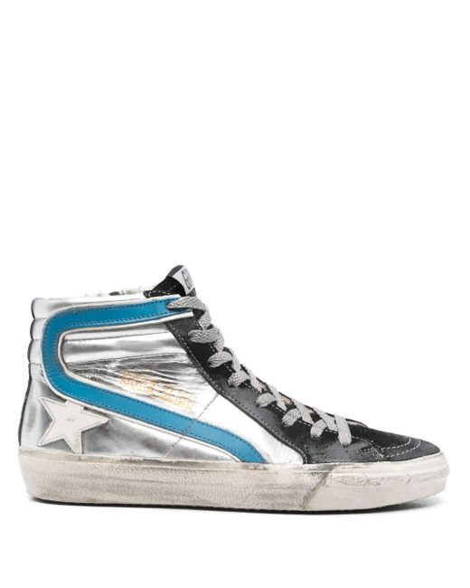 Golden Goose Deluxe Brand Blue Slide High-Top Sneakers