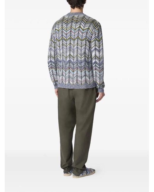 Missoni Gray Chevron-Pattern Cardigan for men