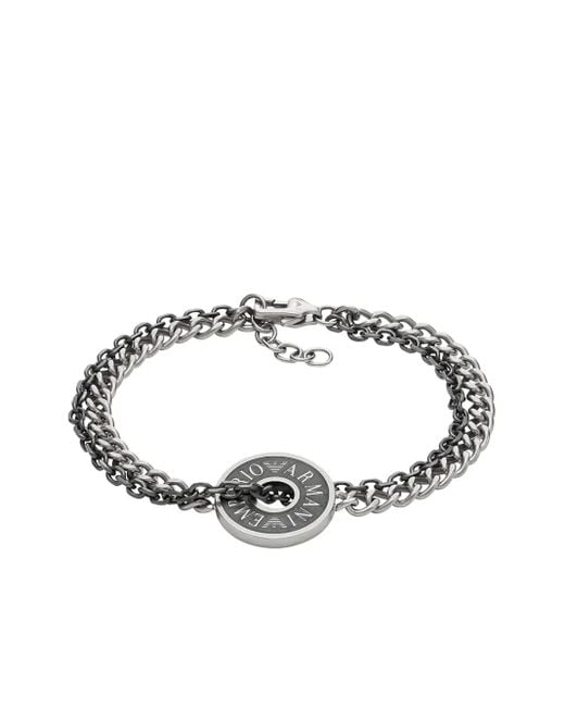 Emporio Armani Kettenarmband Mit Logo-Schild in Metallic für Herren