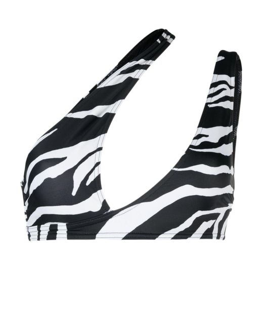 Stella McCartney Black Zebra-print Cut-out Bikini Top