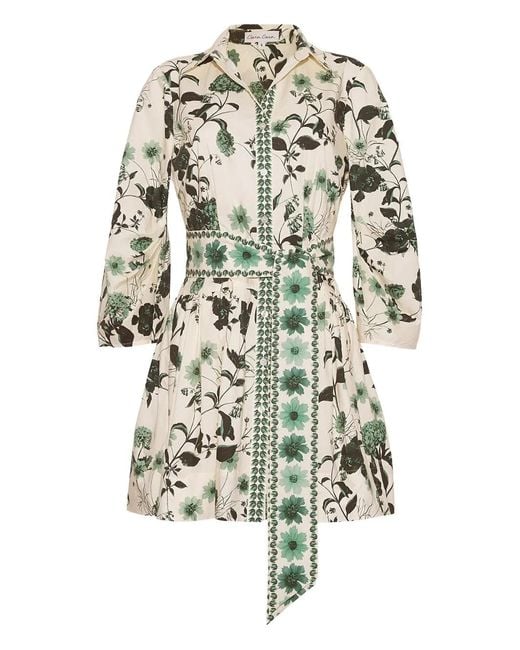 Cara Cara White Floral-Print Belted Mini Day Dress