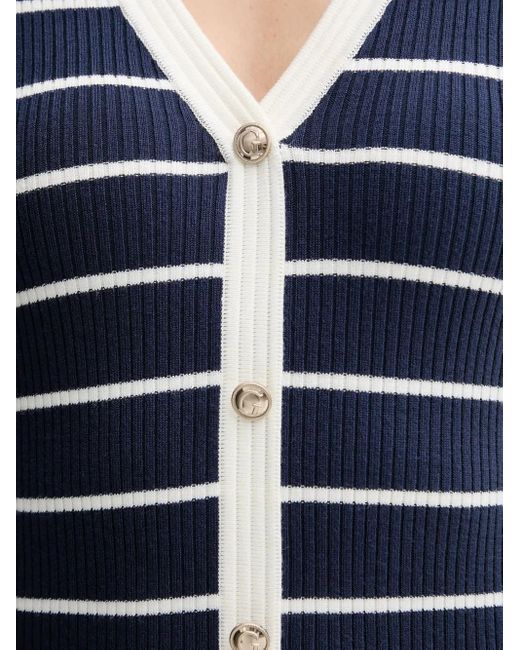 Guess Blue Striped Button-Front Dress