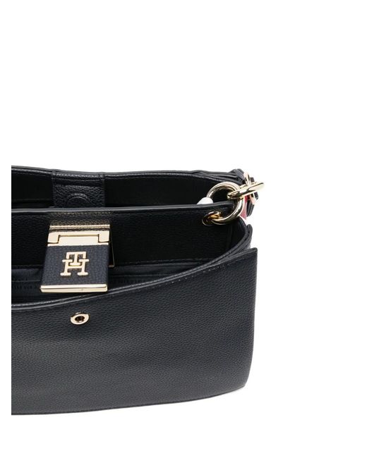 Tommy Hilfiger Blue Medium Th Her Stripe Shoulder Bag