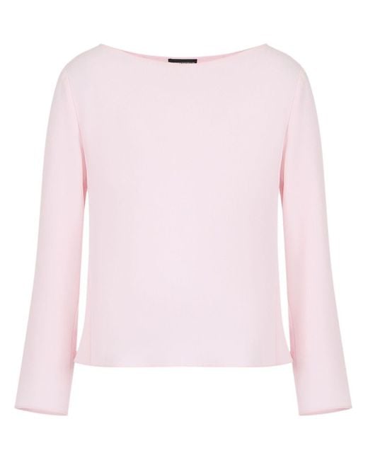 Emporio Armani Pink Bow-detailed Crepe Blouse