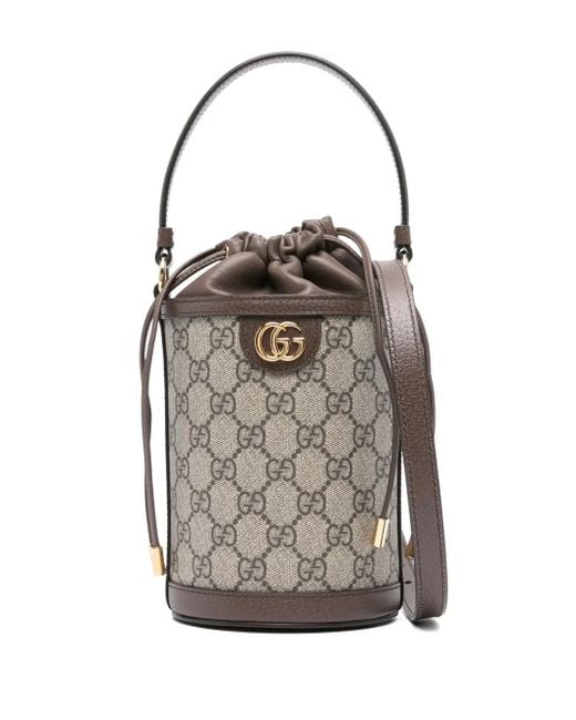 Gucci Gray Mini Ophidia Gg-Supreme Bucket Bag