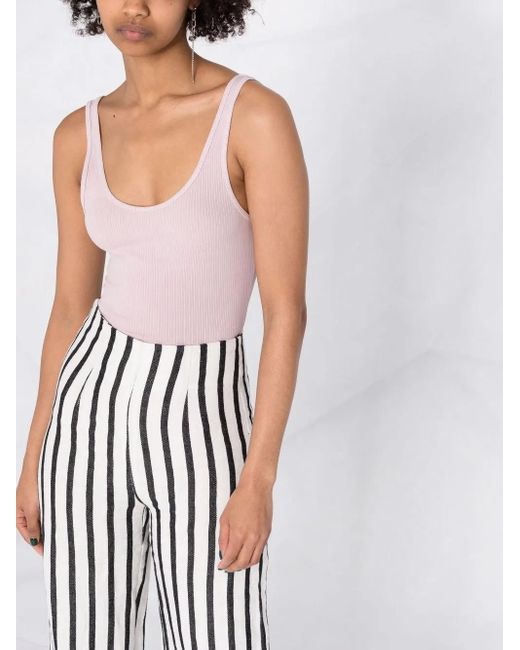 James Perse Pink Geripptes Top Mit U-Ausschnitt