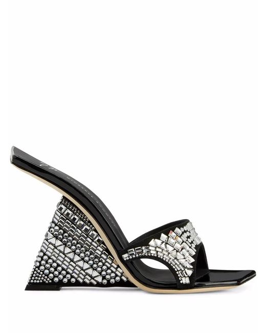 Giuseppe Zanotti Black Akira Shine Wedge Sandals