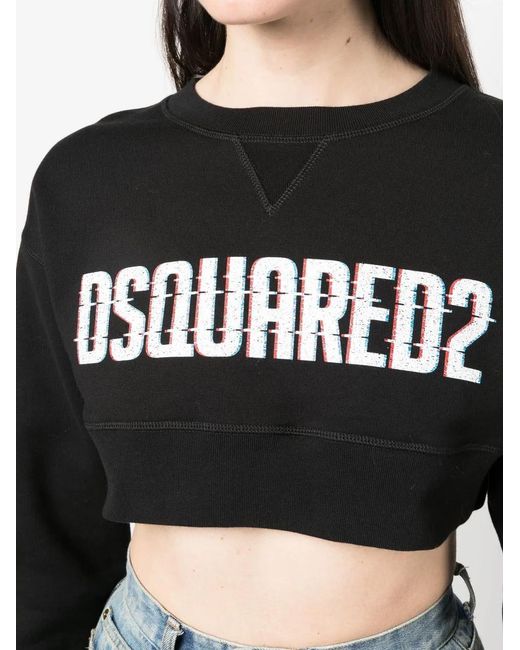 DSquared² Logo-Print Cropped Sweatshirt in het Black