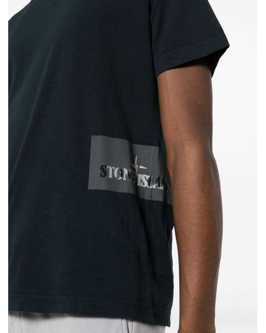 Stone Island Black Logo-print Cotton T-shirt for men