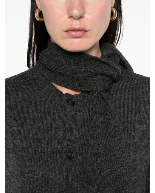 MM6 by Maison Martin Margiela Black Buttoned Tie-Neck Cardigan