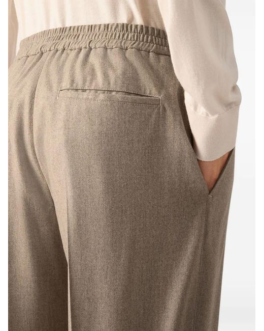 Zegna Natural Light Taupe Mélange Wool Silk And Cashmere Pants for men