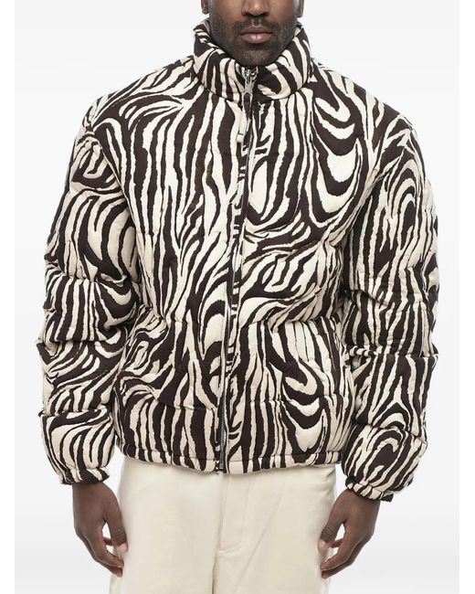 ERL Black Quilted Animal-Print Padded Jacket for men