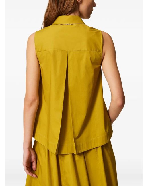 Twinset Yellow Poplin Shirt With Pockets
