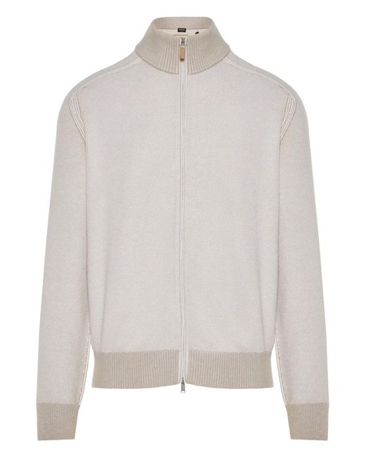Zegna White Zip-Up Cardigan for men