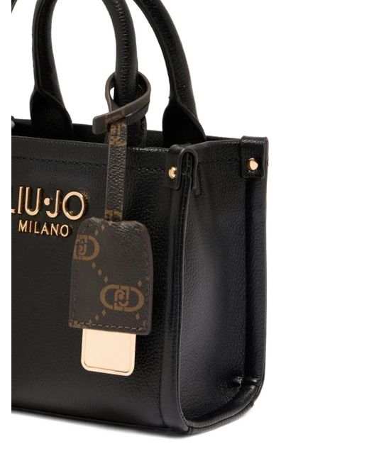 Liu Jo Black Mini Logo-Plaque Tote Bag