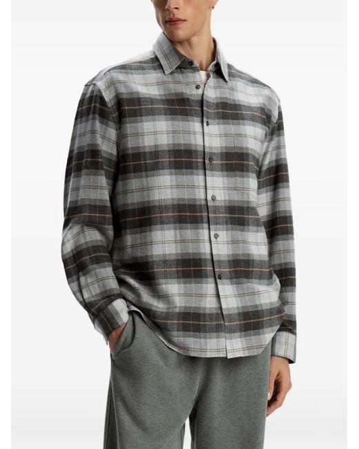 12 STOREEZ Gray Checked Flannel Shirt for men