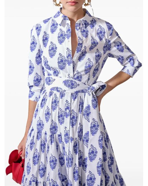Carolina Herrera フローラル スカートドレス Blue